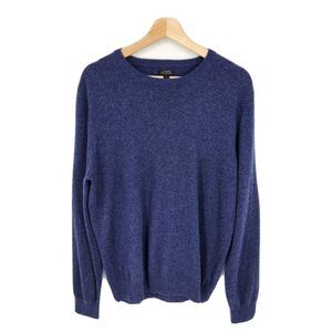 J Crew Mens Everyday 100% Cashmere Crewneck Sweater Navy Blue Size Large